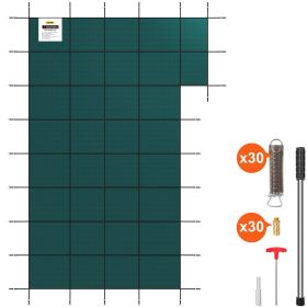 VEVOR Inground Pool Safety Cover, Fits 20 ft x 40 ft Rectangular Winter Pool Cover with Right Step, Triple Stitched, High Strength Mesh PP