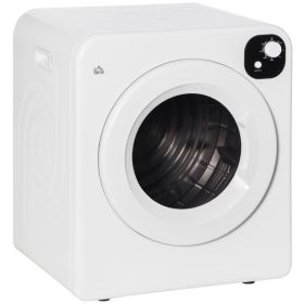 Compact Laundry Dryer 1300W Portable Clothes Dryer with 3.2 cu.ft Stainless Steel Drum, Front Load Electric Dryer, White (Option: White-649x554x745 mm)